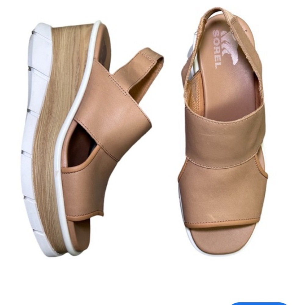 Sorel Tan Platform Slingback Sandals
